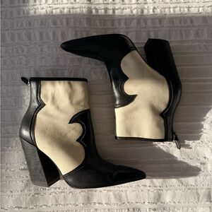 Dolce Vita Black and Cream Ankle Booties